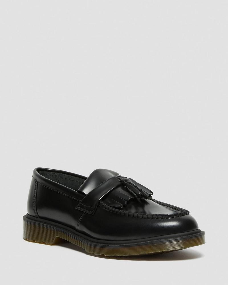 Black Men\'s Dr Martens Adrian Smooth Leather Tassle Loafers Oxfords Shoes | CA 615CTV